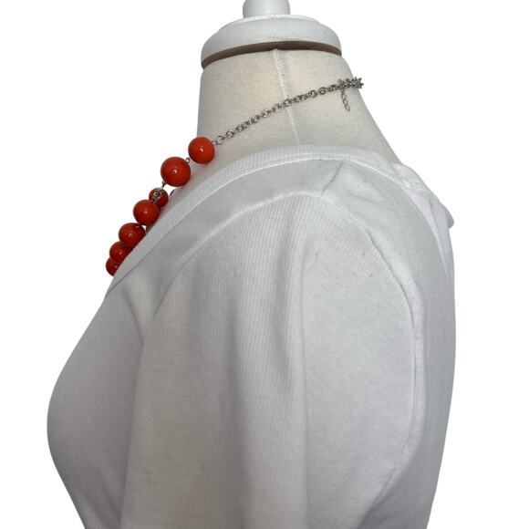 Paparazzi Women's Orange and Silver Bib Beaded Necklace Spring Statement Retro - Picture 3 of 7